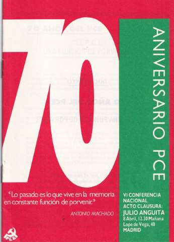 70 años del PCE : una función de porvenir (1990)