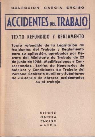 Accidentes del trabajo : texto refundido de la... (1965)
