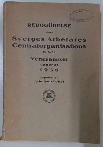 Redogörelse över Sverges arbetares... (1937)