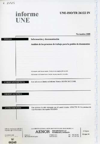 UNE-ISO/TR 26122 IN : información y... (D. L. 2008)